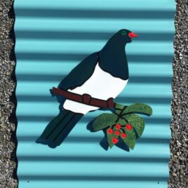 Kererū on Teal Outdoor Wall Art