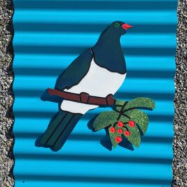 Kererū on Lagoon Blue Outdoor Wall Art