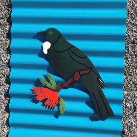 Tūī on Lagoon Blue Outdoor Wall Art