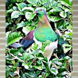 Kererū in Pūriri on Stone Outdoor Wall Art