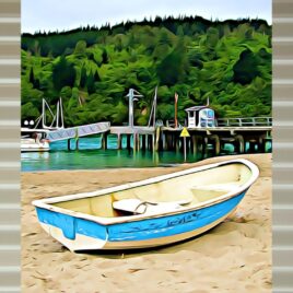 Whangamata Wharf on Stone Outdoor Wall Art