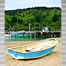 Whangamata Wharf on Silver Outdoor Wall Art