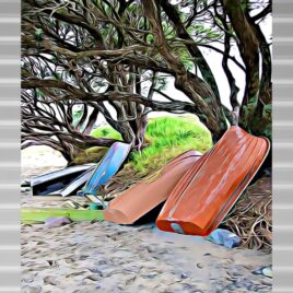 Dinghies on Silver Outdoor Wall Art