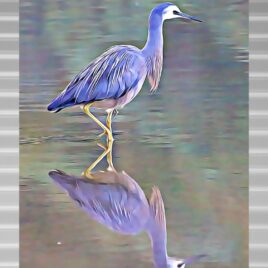 Heron on Silver Outdoor Wall Art