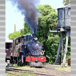 GVR Steam Train on Silver Outdoor Wall Art