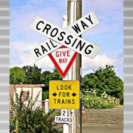 Railway Crossing on Silver Outdoor Wall Art