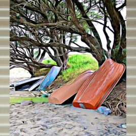 Dinghies on Stone Outdoor Wall Art
