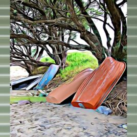Dinghies on Mist Green Outdoor Wall Art