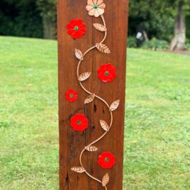 Copper Flower Vine on Heart Rimu